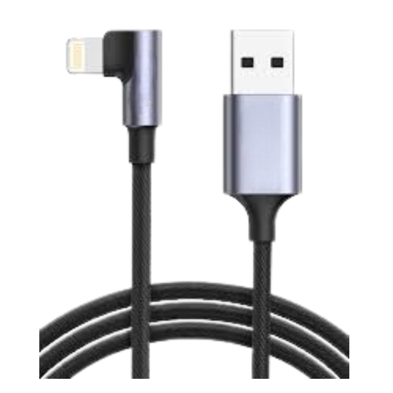 Câble USB / Lightning Coudé 90 Degrés Nylon Tressé - 1M Noir — ECO · Smarty Paris 18e